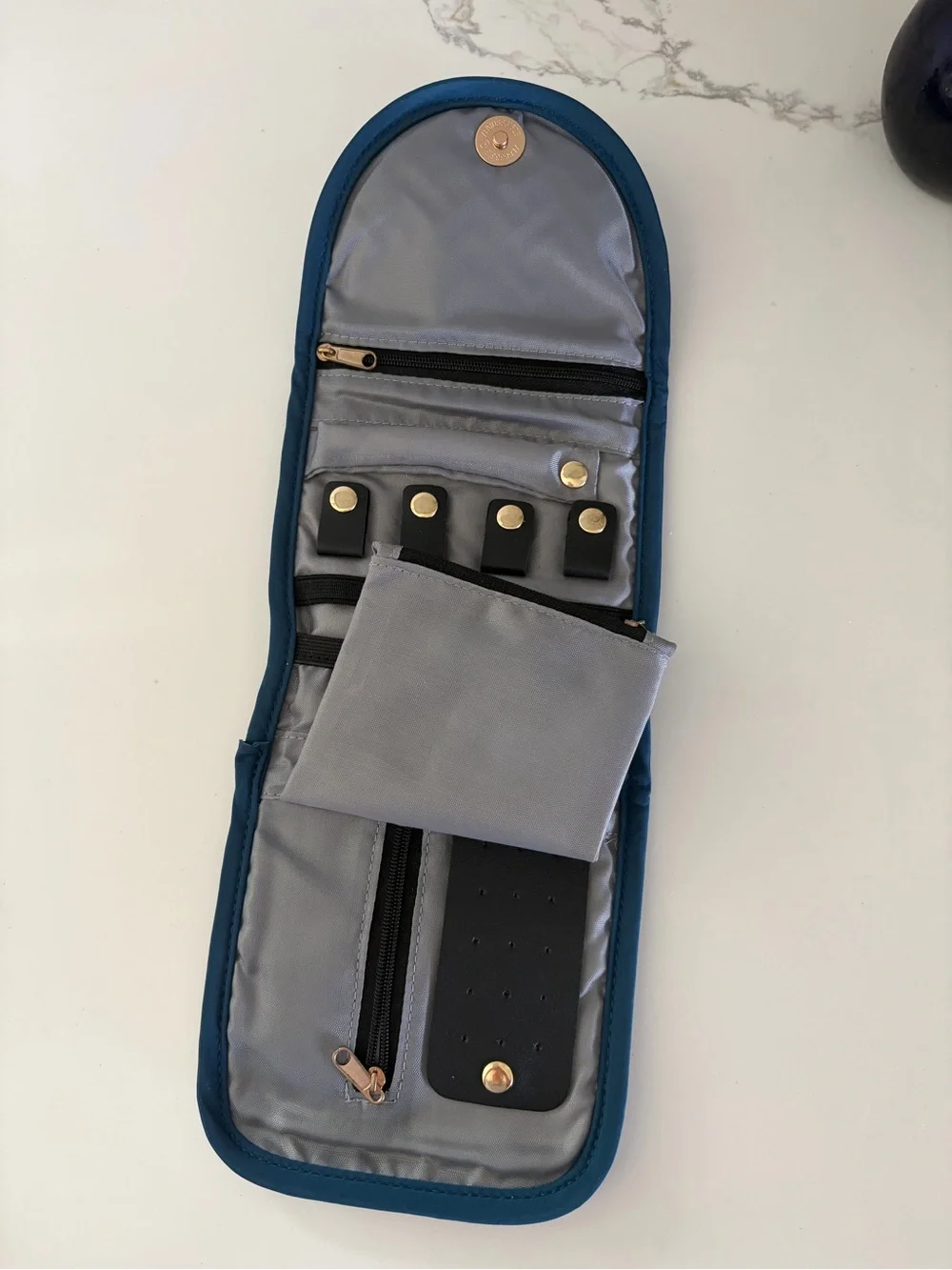 NWOT TEABAN Jewelry Travel Organizer Padded Protection Case Bow Teal Grey  New